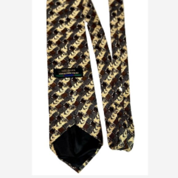 Colours by Alexander Julian Mens Tie Classic Cut Gray W/Brown Blue Tan 100% Silk - Picture 2 of 3